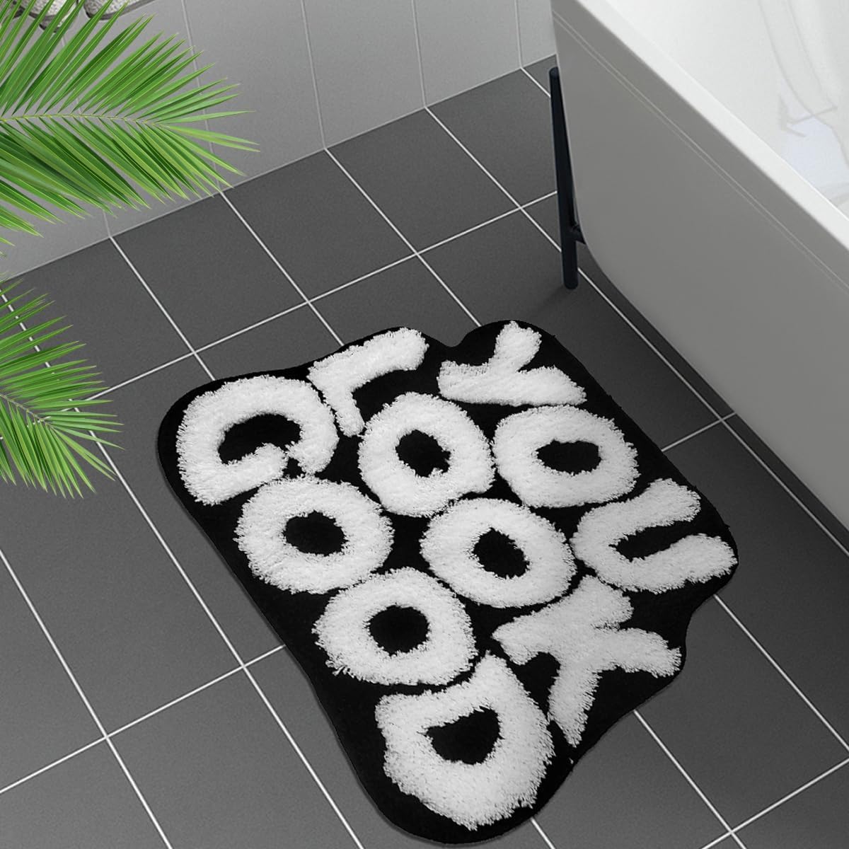 Inshere You Look Good Bath Mat Cute Bathroom Rugs, Black Bathroom Decor Mat Soft & Absorbent Plush Coral Fabric 25”x21”