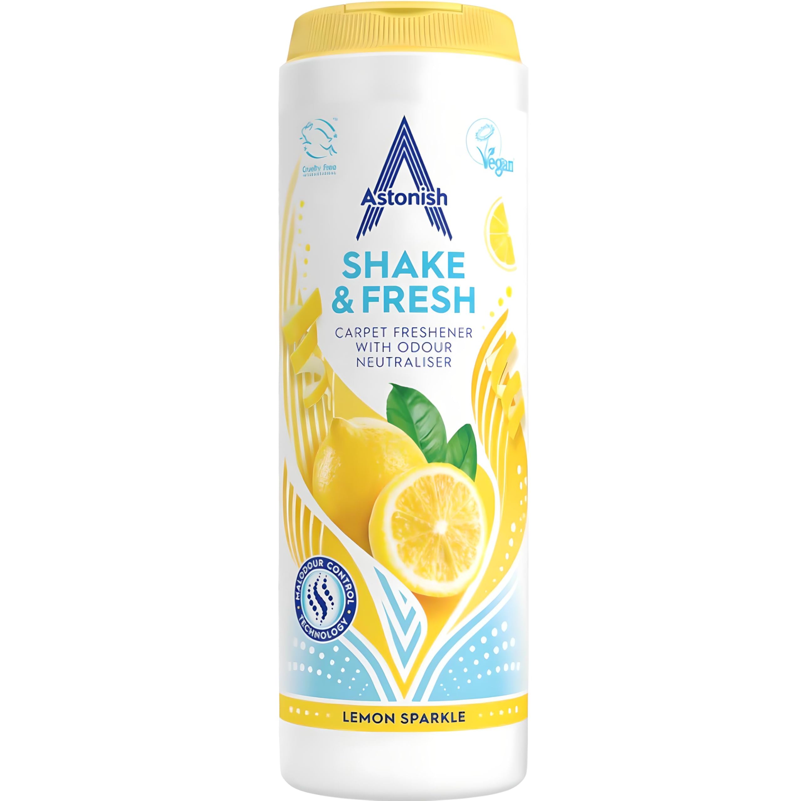 AMKAstonish Shake & Fresh 400g Lemon Sparkle Freshen up Carpet Neutralise Odours Lasting Control Refreshing Fragrance Versatile Vegan