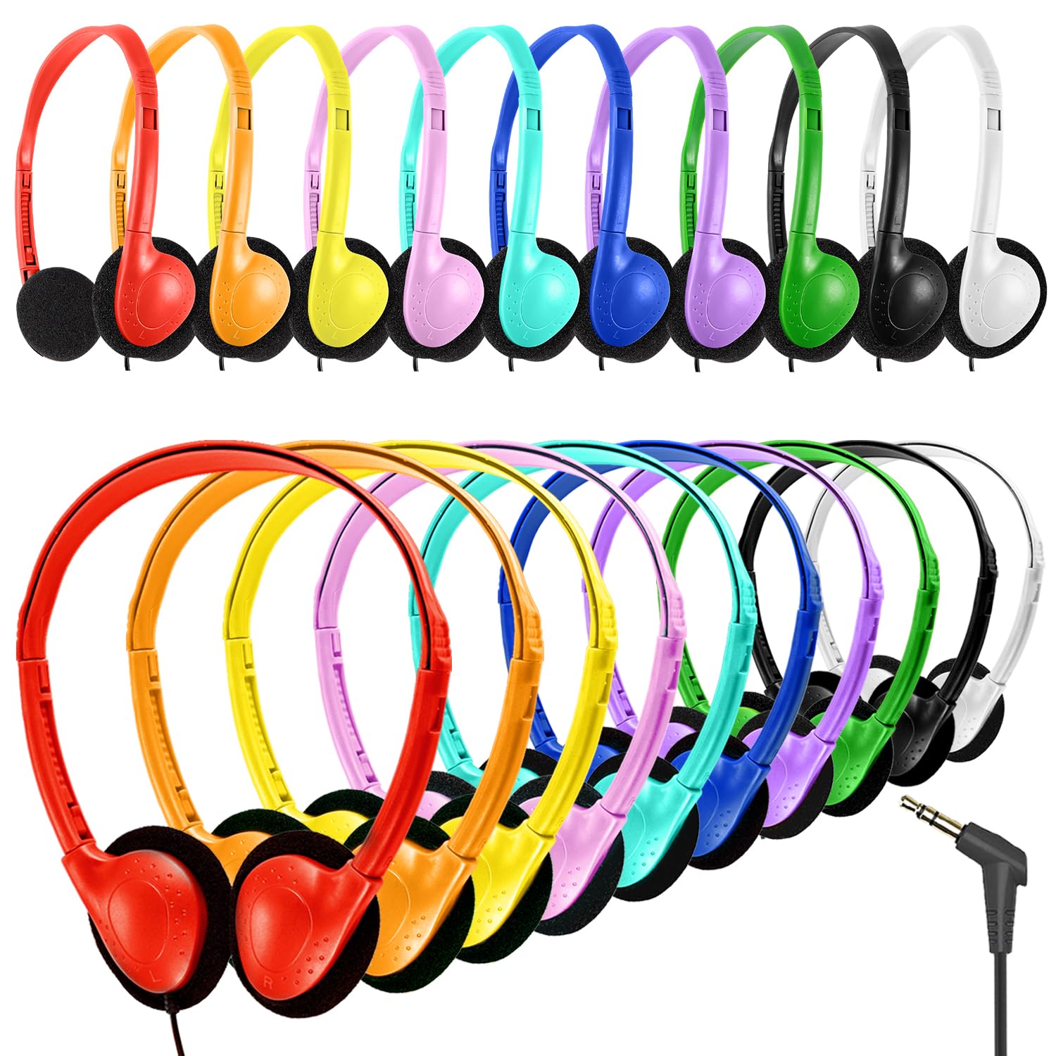 Gaosen 20 Pack Classroom Headphones Bulk for Kids School Student,Wholesale Durable Wired Class Set Headphones for Children Toddler Teens Boys Girls