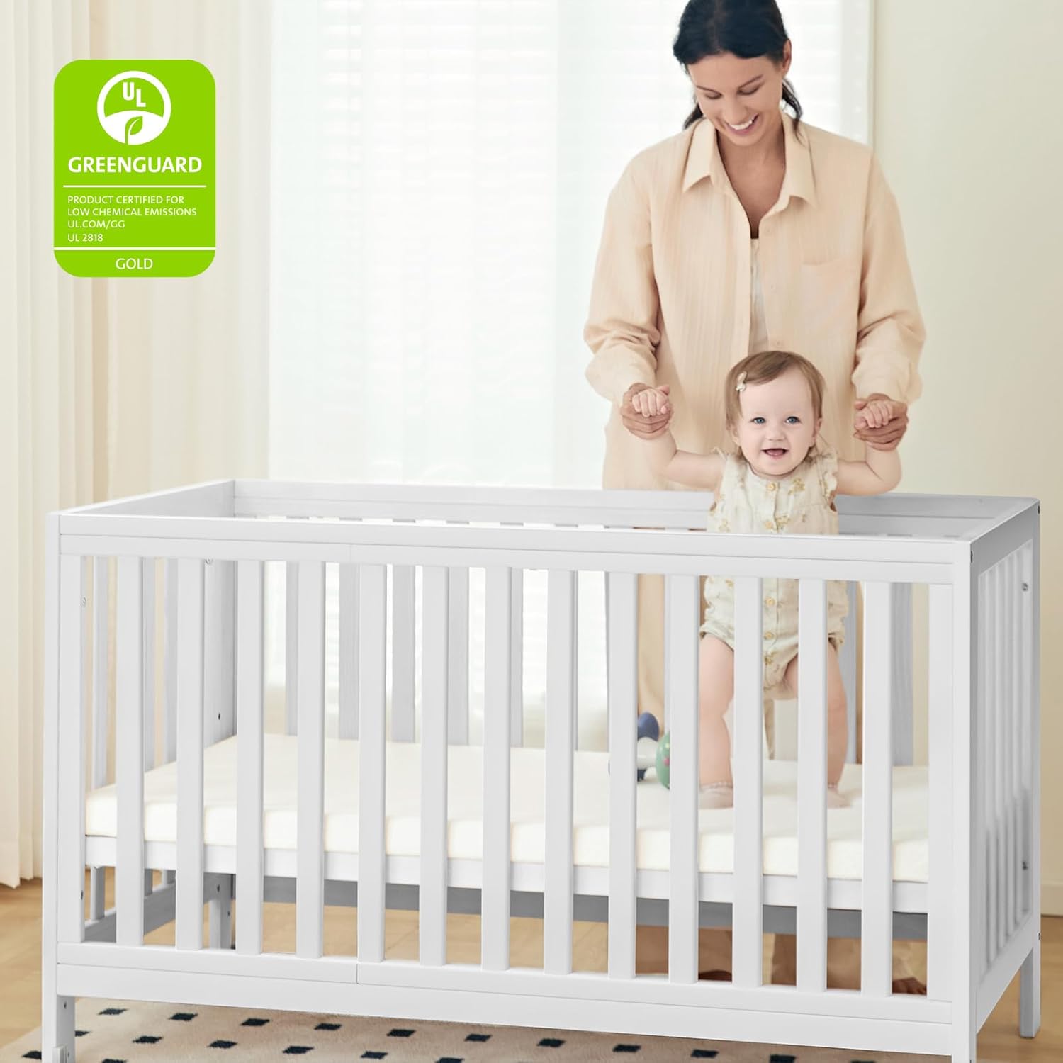 MAMAZING EvoNest Baby Crib, 11 in 1 Convertible Crib with Wheels, 100% New Zealand Wood Growing Bed, Full Size Crib for Baby, 4 Adjustable Mattress Height, White | long-term value