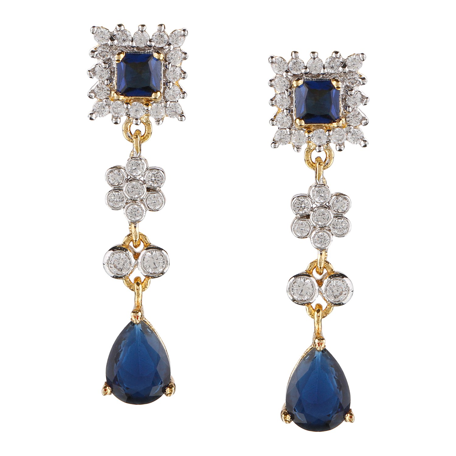 Swasti Jewels Non-precious Metal Gold Plated and Cubic Zirconia Drop Earrings for Women & Girls, Blue (B07FNLBK78) Amazon Price History, Amazon Price Tracker