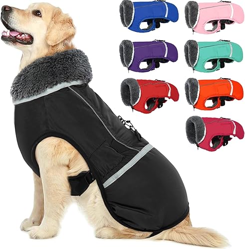 Abrigo de perro cálido reflectante chaqueta de invierno, impermeable a prueba de viento para perros fríos, forro polar grueso para mascotas, chaleco