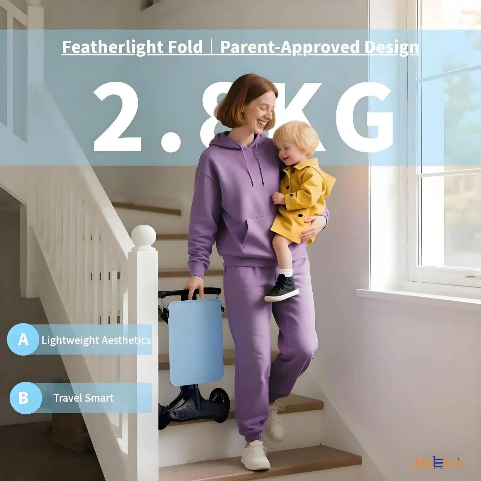 Ultra Lightweight Stroller for 0-6 Years - 6.2lbs One Hand Fold Airplane Travel with Side Pockets