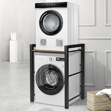 Washer Dryer Stacking Rack Stand, Over Washer and Dryer Shelves, 3 Height Adjustable Over The Washer and Dryer Storage Shelf, Laundry Shelves Load Capacity 300 kg, for Bathrooms Laundry Rooms Black