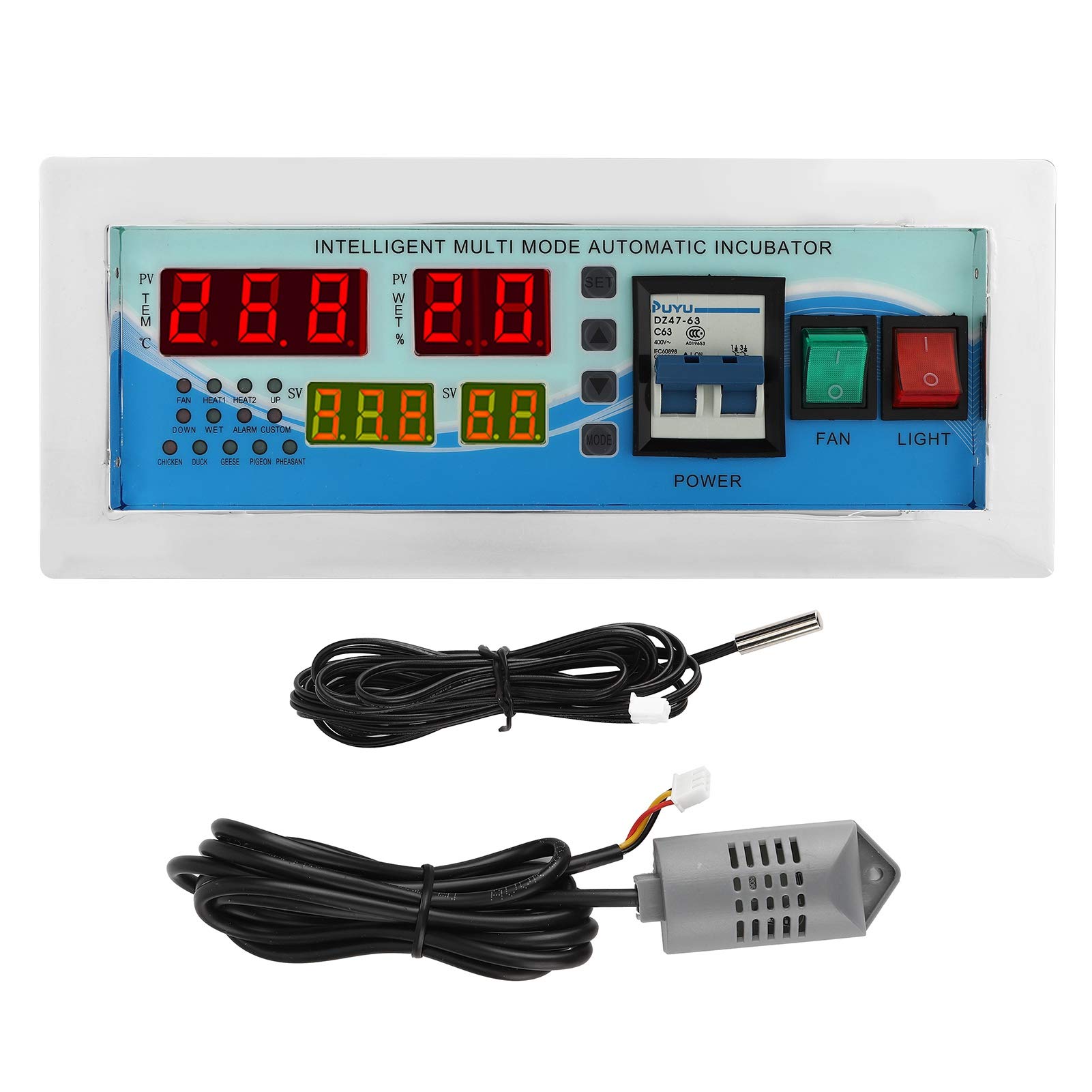 Respicefinem Automatischer Eierinkubator-Controller, digitale Temperatur- und Feuchtigkeitskontrolle für Hühner, Enten, Wachteln, 180–240 V