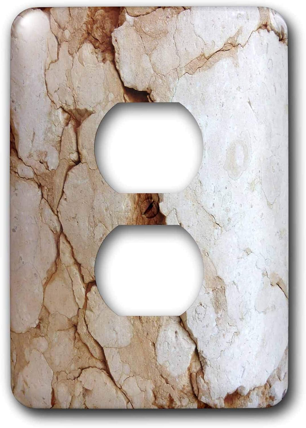 3dRose lsp_37243_6 Two Plug Outlet Cover with Rusty Red and White Stone