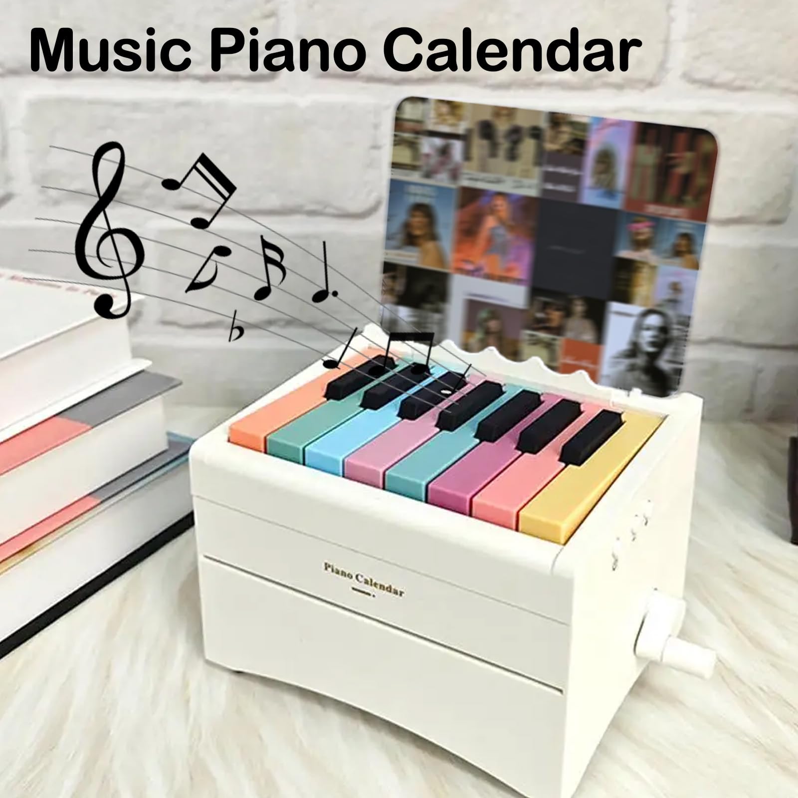Piano Calendar, 2026 Playable Piano Desk Calendar with 52 Songs Music Sheets, Mini Piano Desk Calendar with Note Sticker, Mini Piano Calendar for Family and Friends (White) - Image 3