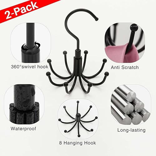 Miniatura 2 de Purse Holder for Closet, 2-Pack Purse Hangers for Closet, 360 Rotation Belt and Tie Hanger, Closet Storage Hook and Closet Accessories Organizer for