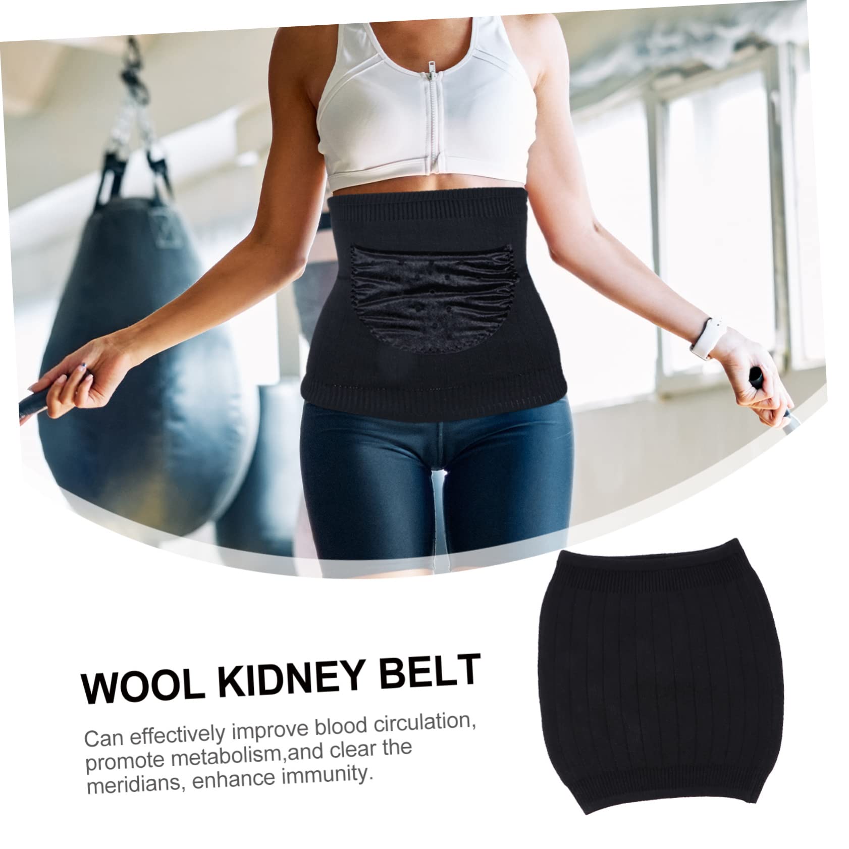 Gatuida Warm Wool Belt Waist Belt Women Belly Waist Band Support Black