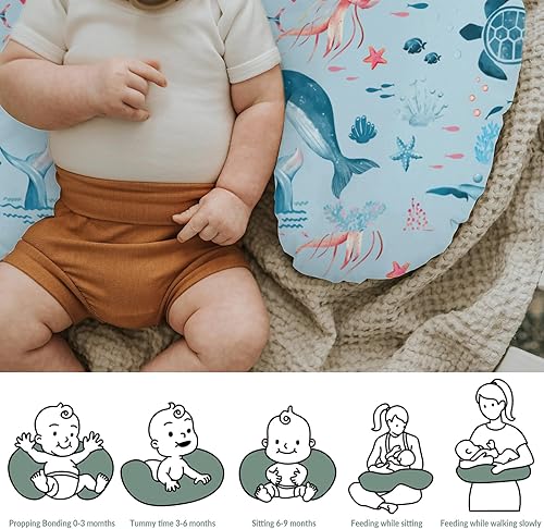 Miniatura 6 de Lindas fundas de almohada de lactancia de animales marinos para niño y niña, tortuga, ballena, medusa, caballo marino, funda de almohada para