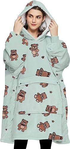 Miniatura 66 de KFUBUO Manta portátil con capucha para niños, de sherpa con todos los patrones, sudadera de gran tamaño con bolsillo, para niñas y niños de 6-10