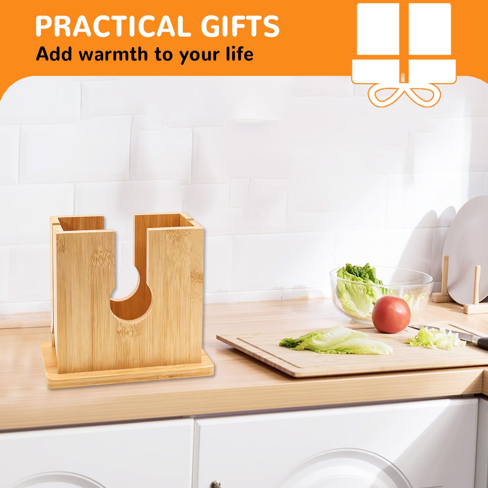 Bagel Slicer - Bamboo Bagel Cutter with Non-Slip Base -5