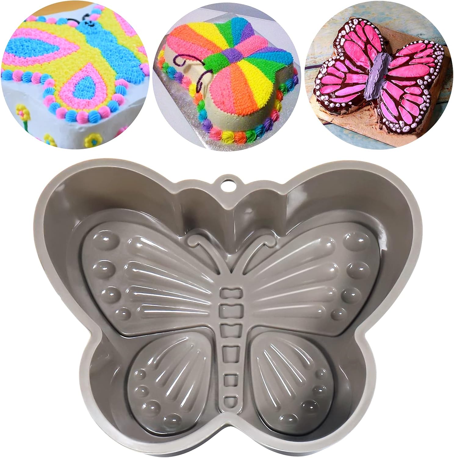 Juome 3D Butterfly Cake Pan - Nonstick Silicone Cake Baking Pans for Muffin, Bread, Specialty Novelty Cake Pan for Birthday Party/ Wedding (4-6inch)