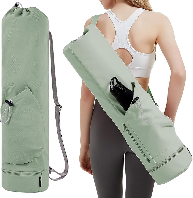 Yoga Mat Bag w/Water Bottle Pocket & Wet Pocket for Women | Waterproof Yoga Mat Carrier Bag Fits 1/8"-3/8" Yoga Mats,quick-access multi-pocket organization for gym, Pilates & studio