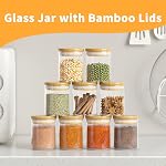 SODSAI 15 Piece Glass Storage Jars Set with Airtight Bamboo Lids and Labels,6oz Glass Spice Jar Mini Food Storage Containers for Home Kitchen,Pantry,Tea,Sugar,Salt,Coffee,Flour,Herbs,Grains