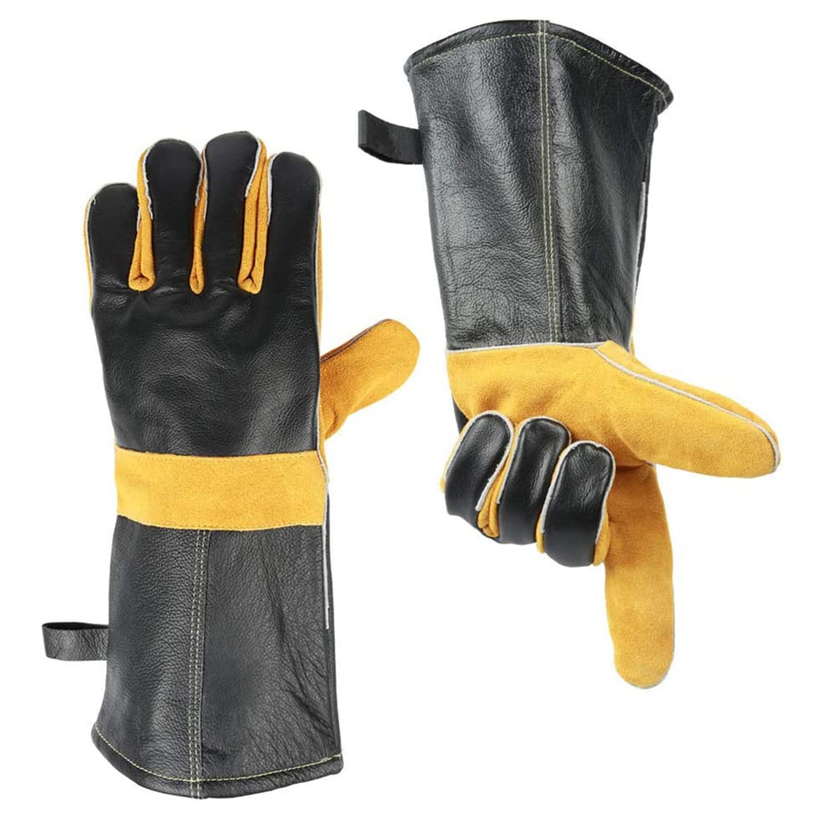 Guantes de soldadura de 14 pulgadas que evitan quemaduras en barbacoas y chimeneas