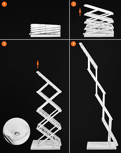 Miniatura 10 de QWORK Soporte de exhibición para folletos de revistas, 4 bolsillos plegable para catálogo de literatura, soporte para libros, soporte de exhibición