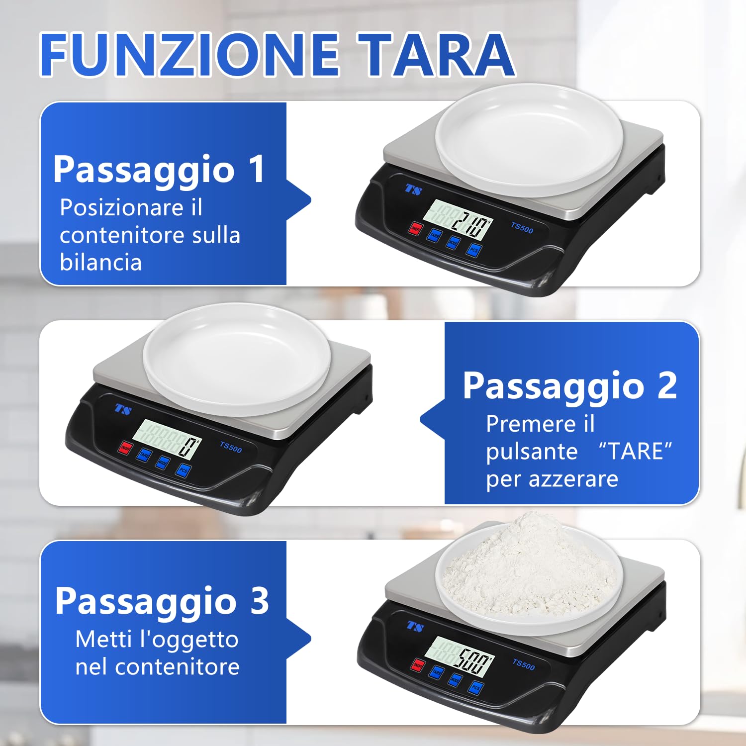 Bilancia Cucina Digitale1 Gr Max 30 Kg, Bilancia Professionale Alimenti Tara Con 6 Unità Display LCD Funzione PCS Tare Peso Per Cuocere Cucina USB/Batterie (Nero,30kg)