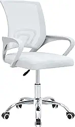 Cadeira de Escritório Giratória Arco Conthey Mesh Branca, Base Cromada, Ergonômica, Home Office