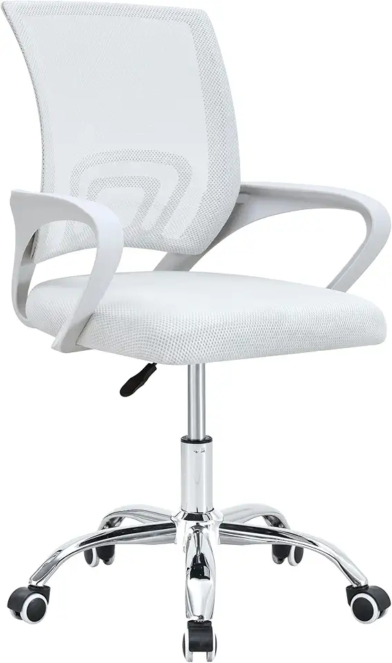 Cadeira de Escritório Giratória Arco Conthey Mesh Branca, Base Cromada, Ergonômica, Home Office