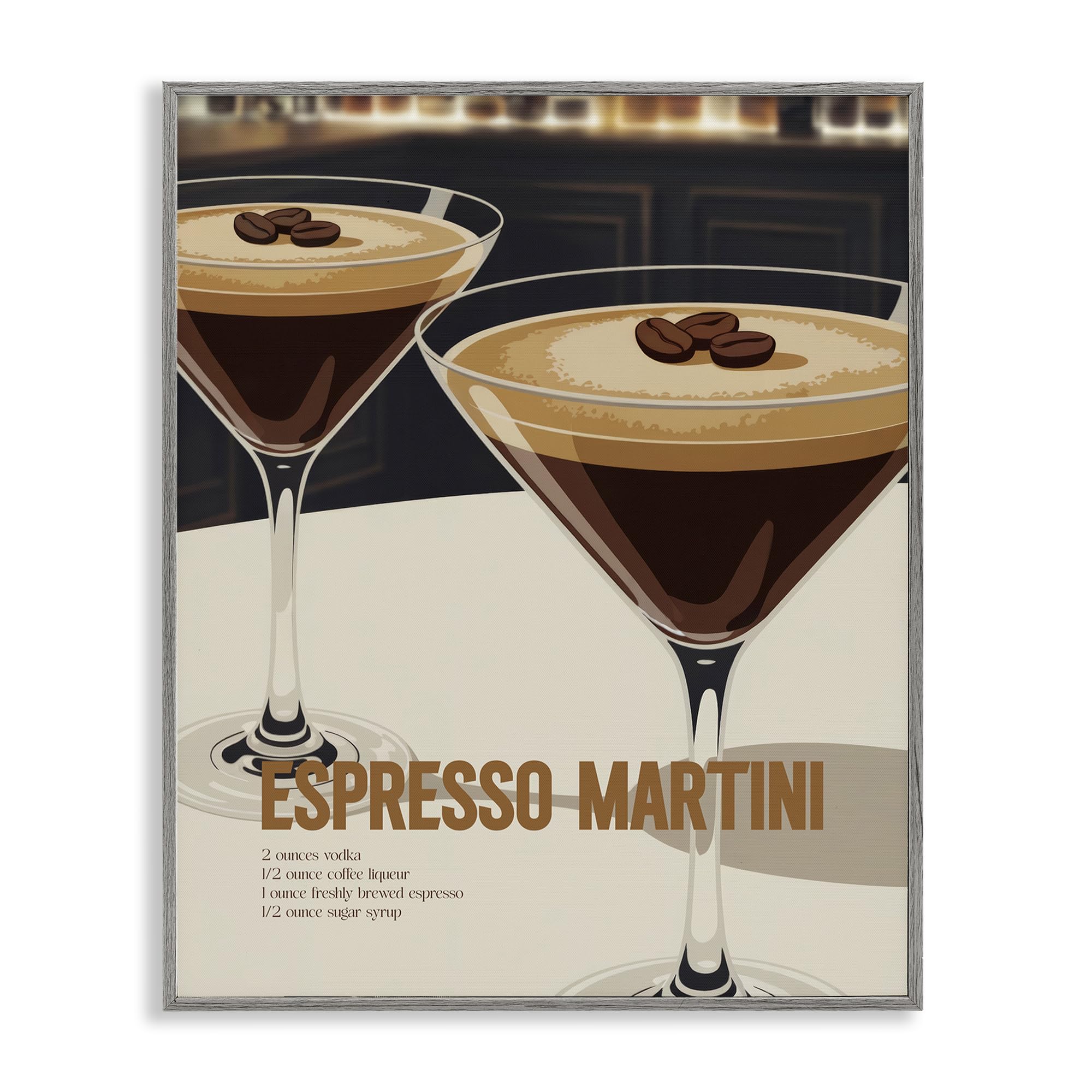 Stupell Industries 'Sleek Modern Espresso Martini', Framed Giclee Art, Gray, 16 x 20 Inches, Easy to Hang and Sturdy, Made in USA, by Andreas Magnusson