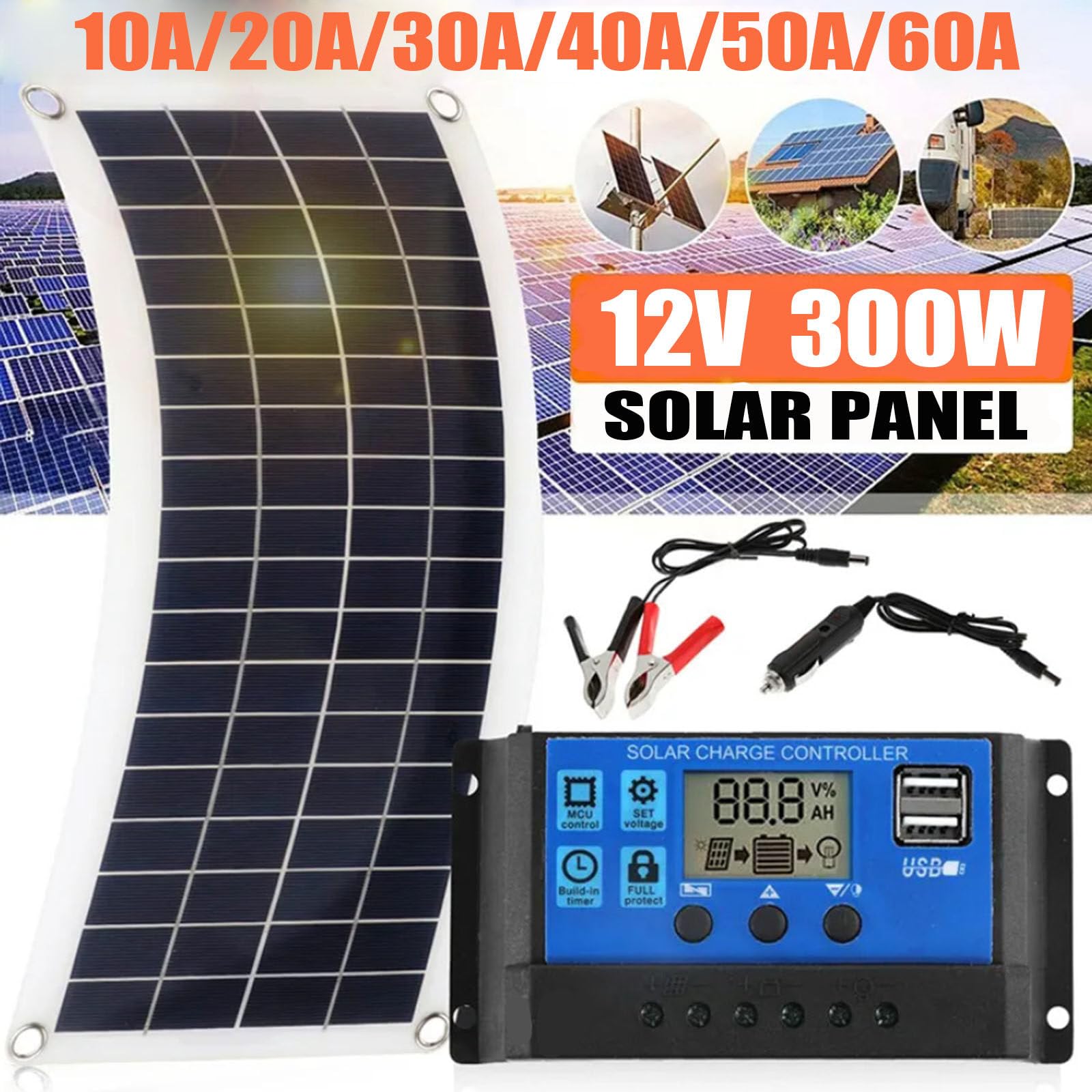 Con Cargador Para Auto Cargador Solar Plegable PequeñO Con Tasa De ConversióN Alta Del 24%, Puerto De Ca Usb Con Salida De Cc, Suministros Para PrevencióN De Desastres A Prueba De Agua Ip65,30A