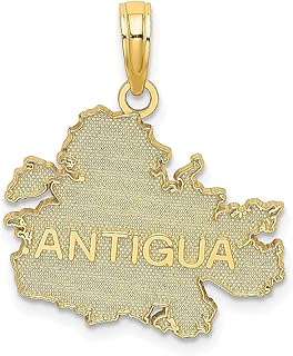 Colar de ouro amarelo 14 k com letras elevadas mapa de Antígua pingente pingente de viagem destino de transporte joias finas para mulheres presentes para ela, Ouro amarelo