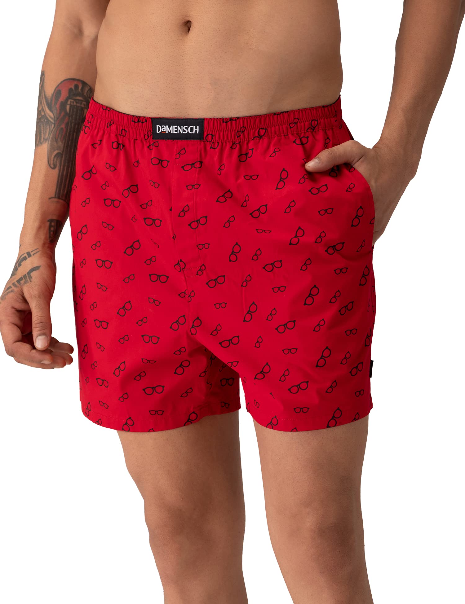 DAMENSCH Regular Fit Solid 100% Soft & Durable Cotton Boxer Shorts Dual Pockets Anti-Bacterial Moisture Wicking Microfibre Waistband Ultra-Light Boxers for Men