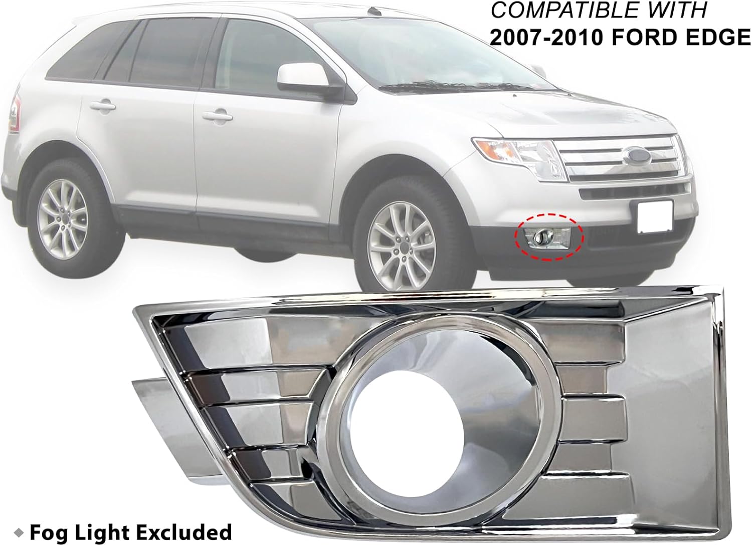 Ford Edge Chrome Passenger Side Replacement Fog Light Cover