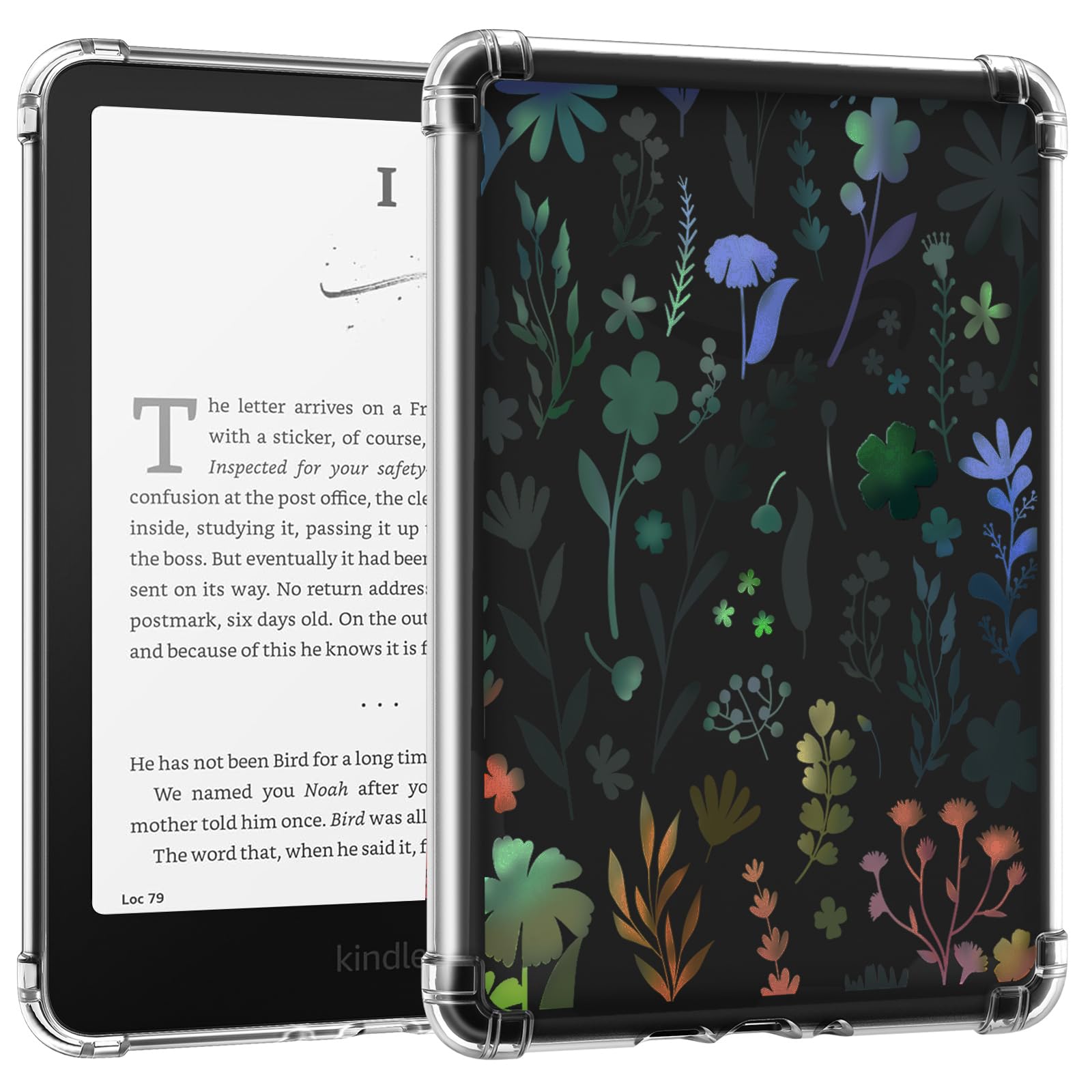 MoKo Hülle für 7" Kindle Paperwhite(12. Generation) 2024 und Kindle Colorsoft Signature Edition (1. Generation), Ultradünne Weiche Hülle TPU Klar Rückseite Schutzhülle Durchsichtig, Dazzle Blume