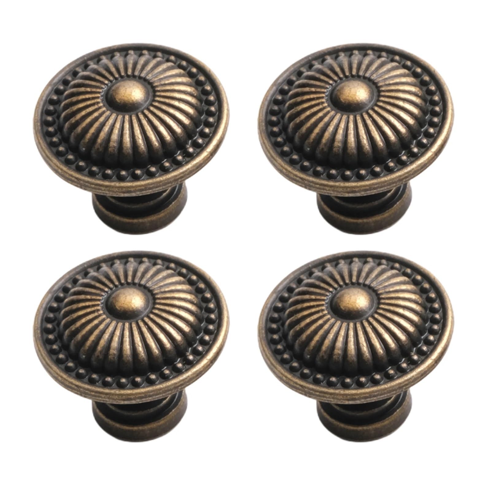 YONMLEDO Brass Vintage Drawer Handles 4Pcs Vintage Bronze Cabinet Knobs Set Cupboard Door Pull Knob Zinc Alloy Dresser Knob Furniture Handle Pulls Jewelry Box Knobs