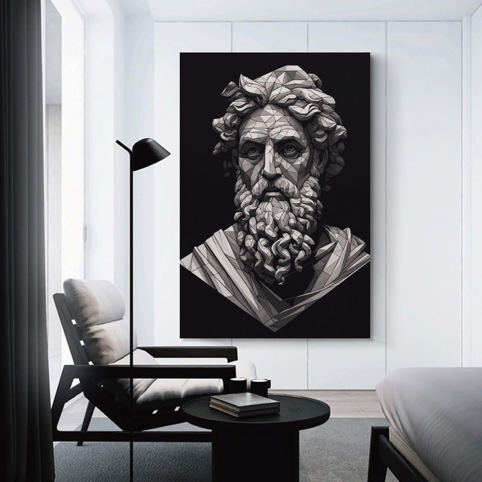 Junmoney Low Poly Greek Statue Decorative Wall Artwork, 24x36inch(60x90cm), for Study, Office Or Focused Interiors, A Smart Decor Choice for Study Walls