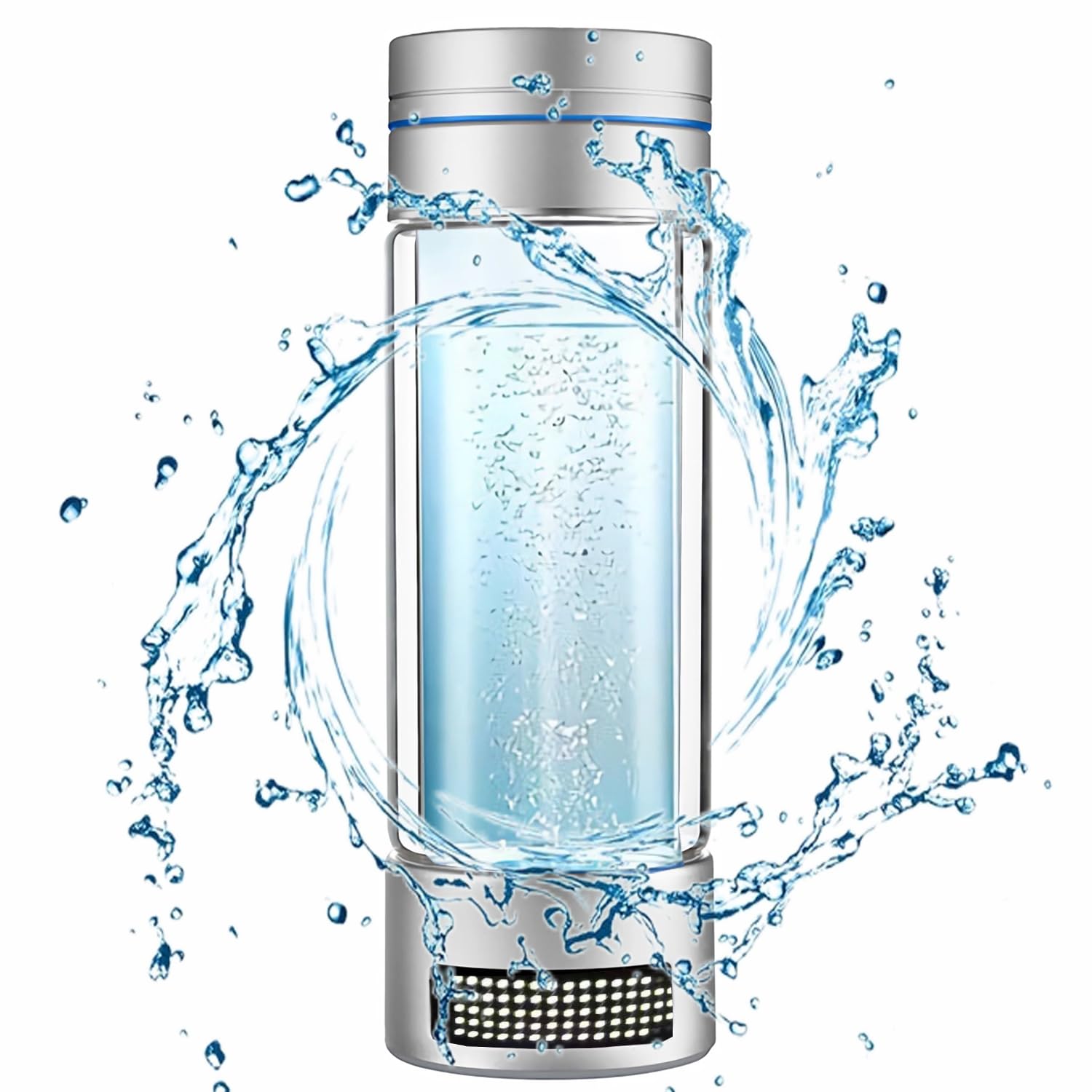 ZHJSHOU Hydrogen Water Bottle, 260ml Rechargeable Portable Hydrogen Rich Water Generator, 9000PPb Silver Hydrogen Water Ionizer Machine for Office Home, With sprayer