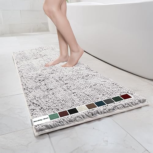 Miniatura 22 de Muddy Mat Alfombras de baño de felpilla de secado rápido, antideslizantes, lavables, extragruesas, suaves y altamente absorbentes, para baño, cocina