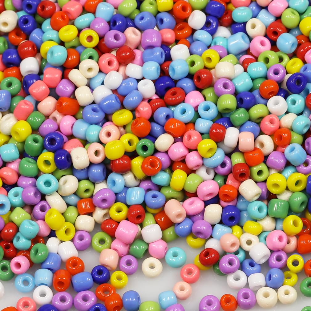 Tibaoffy Mixed 15 Colors Beads Size 6/0 Crafts Glass Seed Beads 4mm for Jewelry Making (Total About 100g About 1200pcs) โ image 1