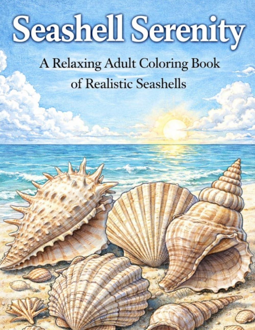 Seashell Serenity: Coloring Book of Realistic Seashells