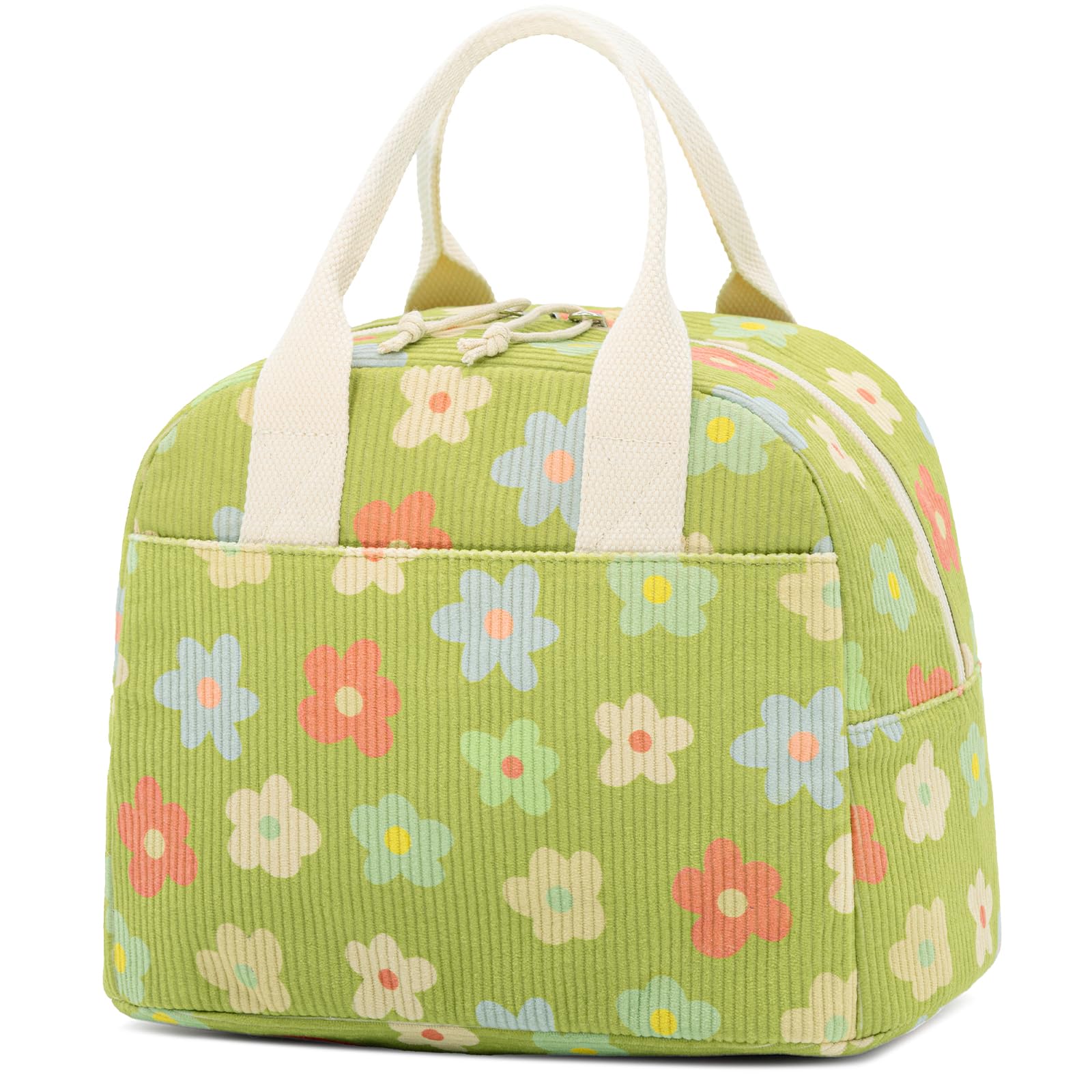 LOVELYWIND Insulated Floral Green Lunch Bag