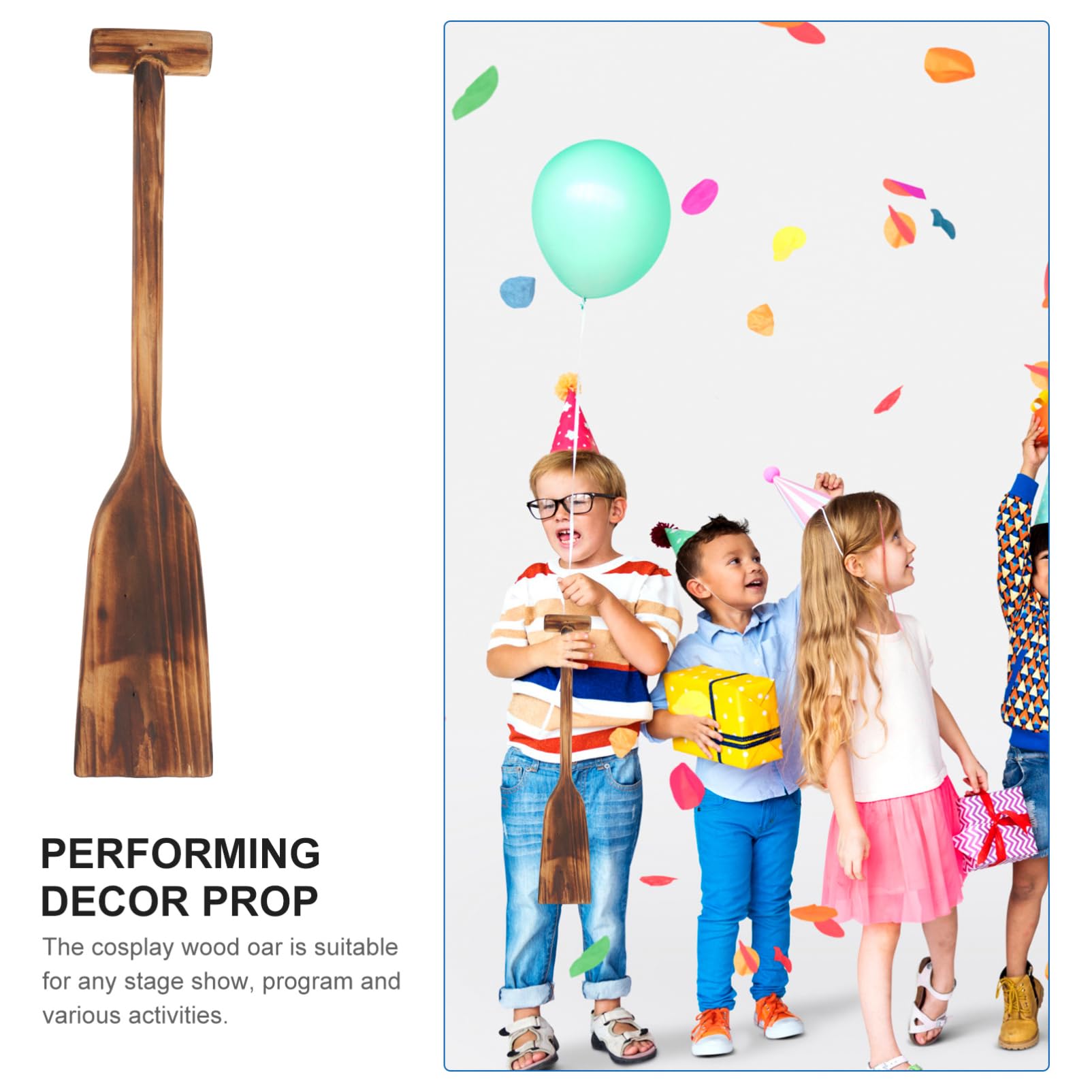 PRETYZOOM Pagaie en Bois Léger et Résistante pour Cosplay, Accessoire de Scène Simple Marron Sensation Confortable, pour Spectacle et Fête