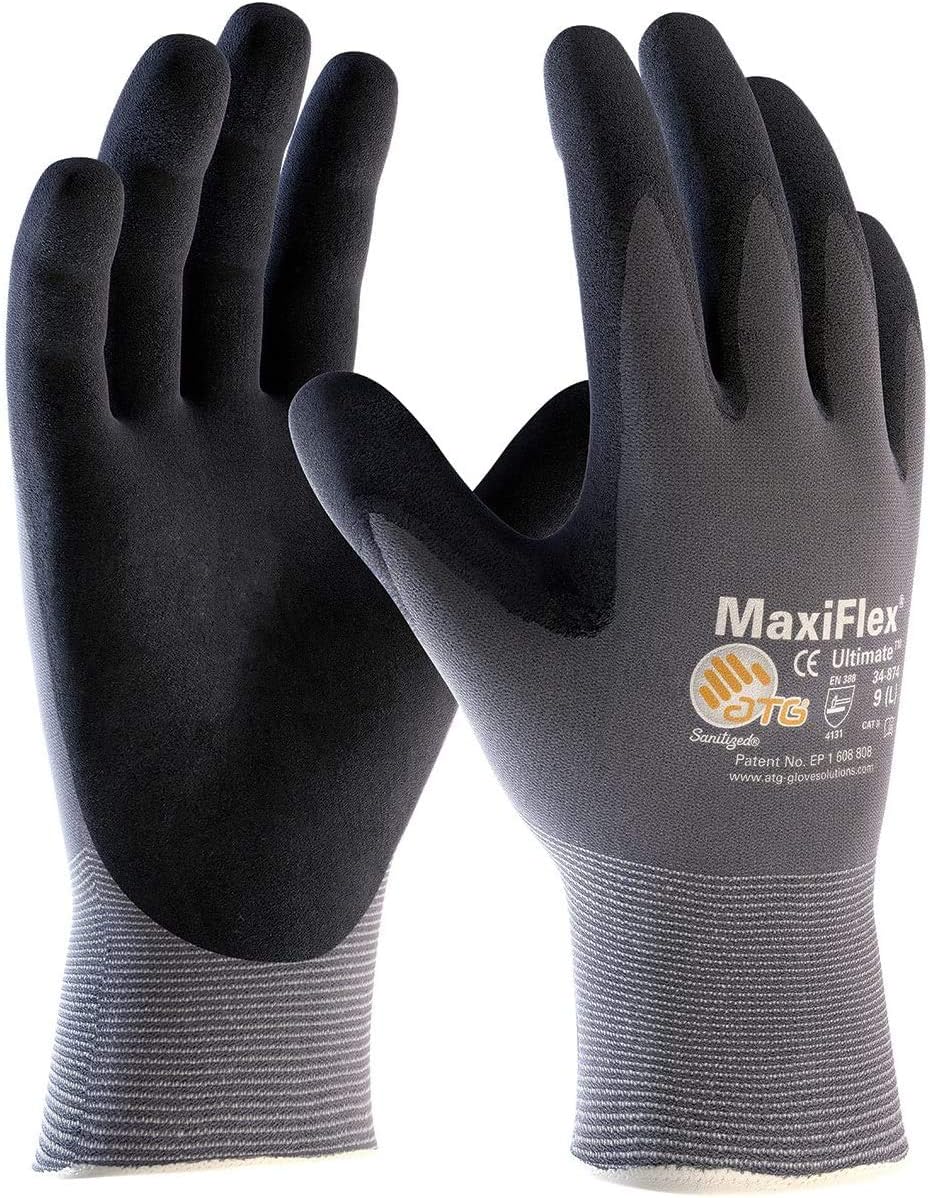 34-874 Seamless Knit Nylon Gloves with Nitrile Coated Micro-Foam Grip on Palm and Fingers Cut Resistance Gloves