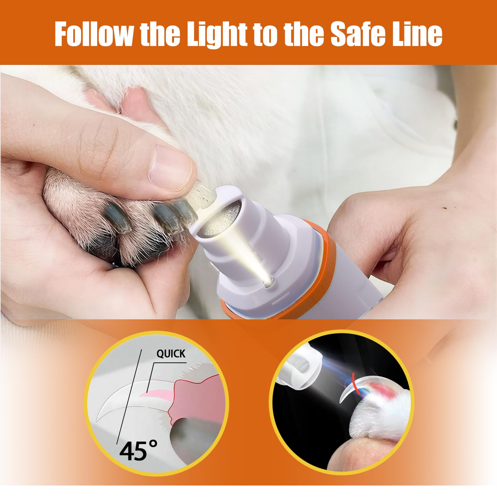 2026 Upgraded Dog Nail Grinder Quiet with LED Light & Low Noise - 3-Speed, 3-Port Professional Dog Nail Trimmer Dogs & Cats, Cordless & Rechargeable - image 5