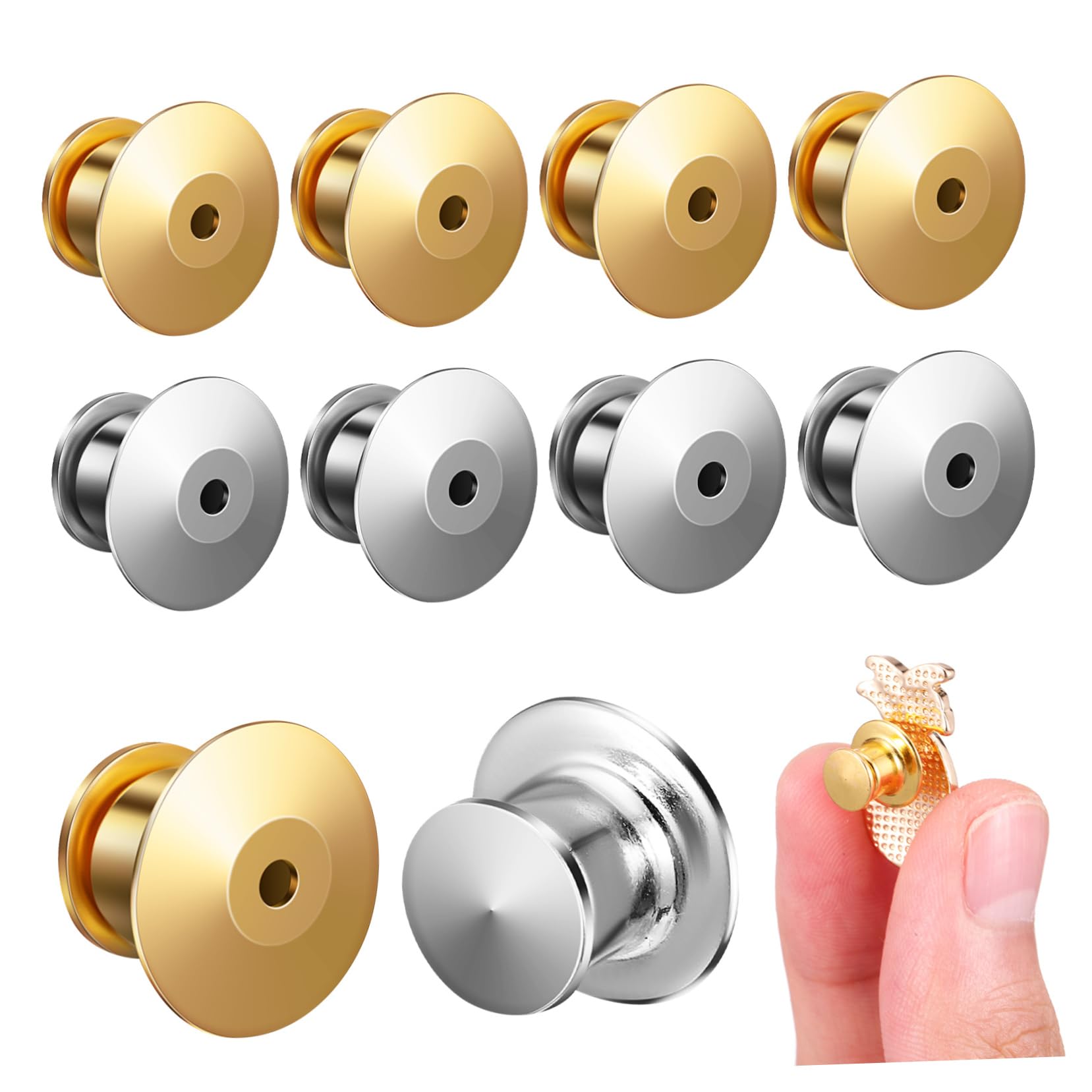 DOITOOL 10Pcs Metal Locking Pin Backs for DIY Crafts Lightweight Pin Locks for Enamel Pins Durable Brooch Clasp Backs Easy to Use and Secure for Various Occasions