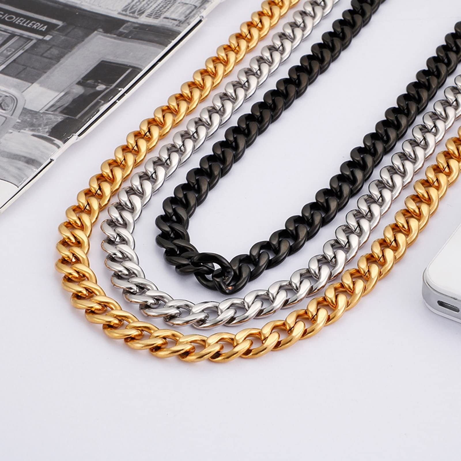 Collana a catena da uomo in acciaio inossidabile, larghezza da uomo 10/11 mm, regalo di San per un amico