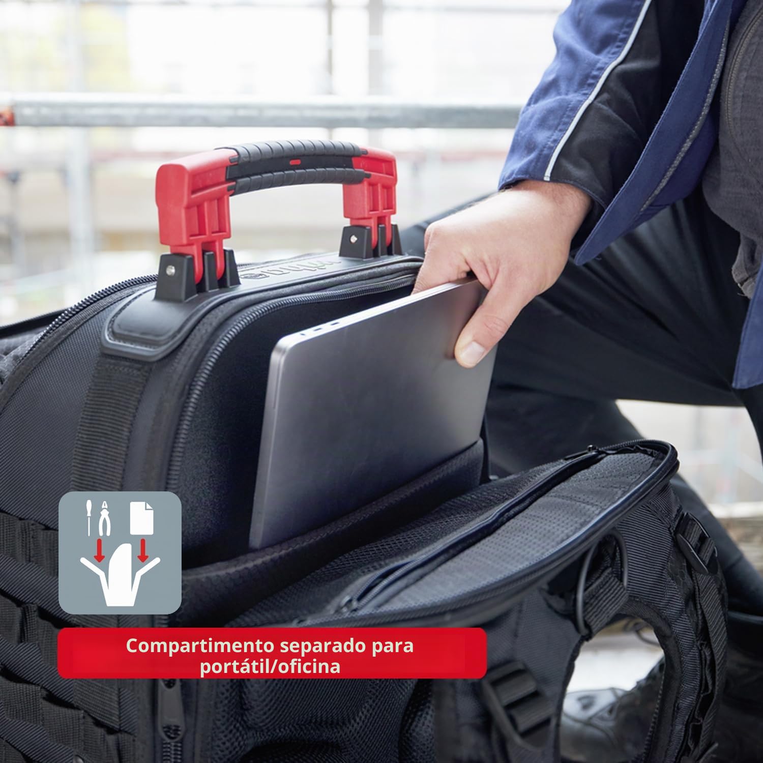 Wiha 27-tlg. - Mochila de herramientas para electricistas I con equipamiento básico para electricistas I base estable I con compartimento para portátil I bolsillos para accesorios (45528) (estándar
