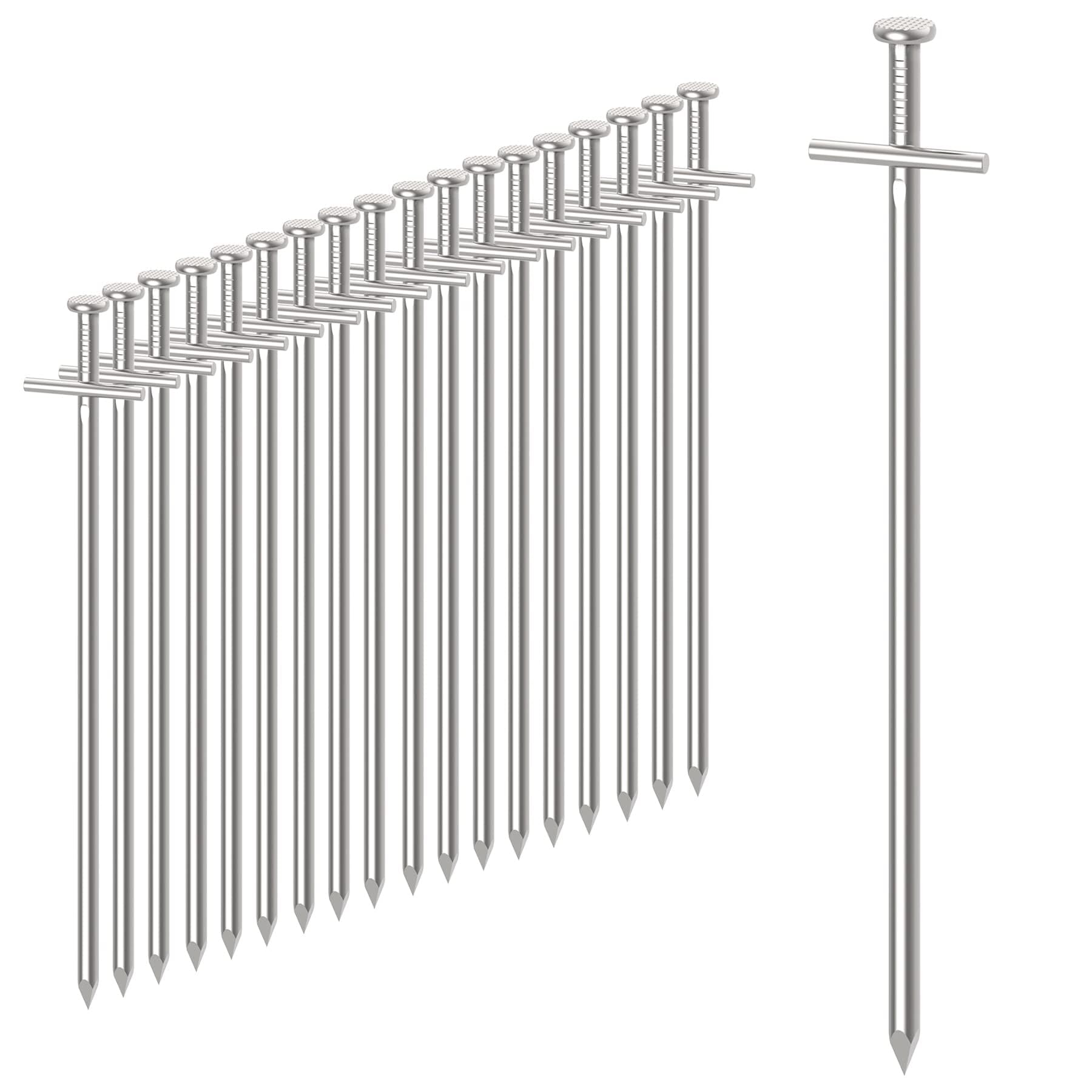 50 Piquets de Tente en Acier, 23cm Long, Antirouille, pour Sols Durs et Normaux, Résistant aux Tempêtes