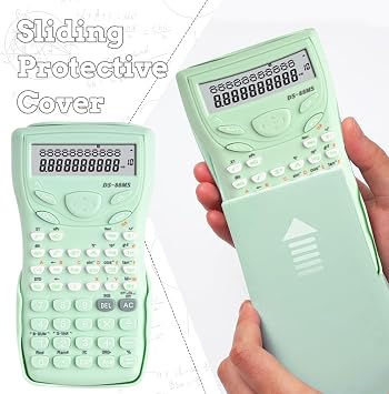 Scientific Calculators Maths Set Protractor and Compass - Set for Geometry with Rulers and Two Set Squares and Scientific Calculators,240 Functions 2 Line 10+2 Digits,Desk Math for School(Green)