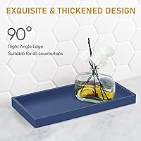 Vista 4 de EG-SIPRO - Bandeja para encimera de baño, bandeja de tocador de silicona gruesa de alta calidad, bandeja rectangular duradera inastillable y Azul