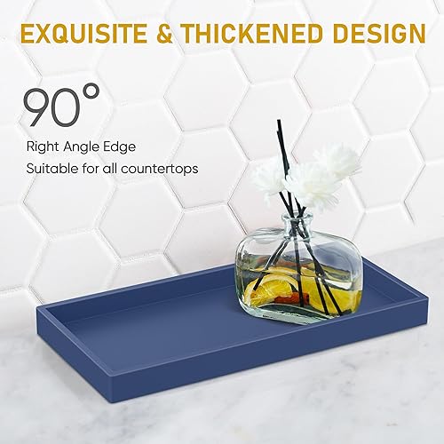 Miniatura 4 de EG-SIPRO - Bandeja para encimera de baño, bandeja de tocador de silicona gruesa de alta calidad, bandeja rectangular duradera inastillable y