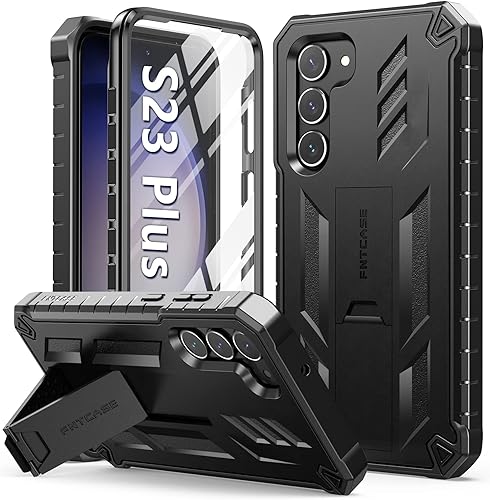 FNTCASE Funda para Samsung Galaxy S23+Plus funda protectora texturizada de doble capa y carcasa de TPU resistente con soporte  Protección contra