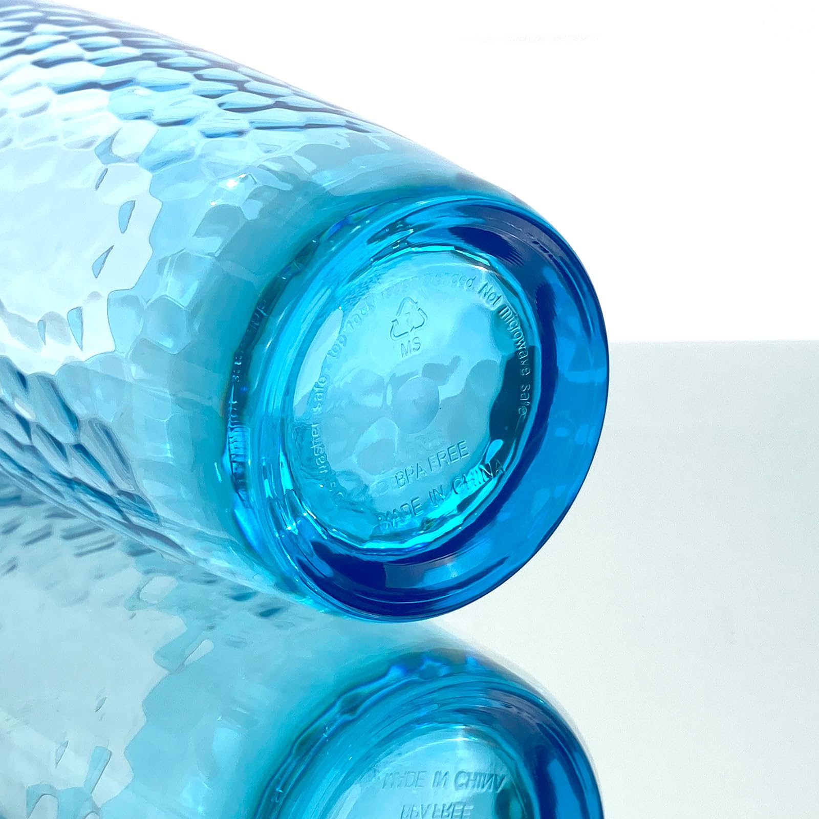 Lot de 6 grands gobelets en plastique acrylique de 760 ml, style martelé, sans BPA (bleu)