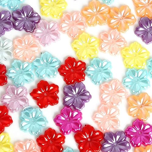 Miniatura 3 de Color aleatorio, 500 unidades de flores ABS para manualidades, perlas de imitación, cuentas de limo, botones de parte trasera plana, accesorios de